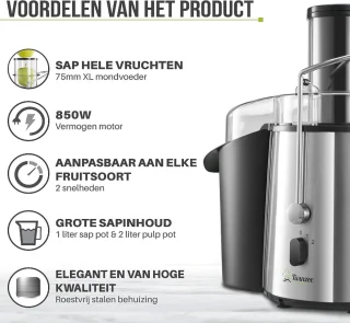 Stellar Sapcentrifuge Juicer 850W 2 Snelheden