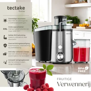 tectake Juicer Sapcentrifuge 600W Roestvrij staal
