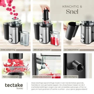 tectake Juicer Sapcentrifuge 600W Roestvrij staal