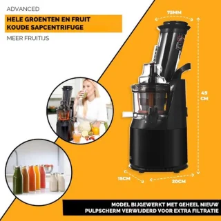 Thuys Luxe Slowjuicer Sapcentrifuge 2L Zwart