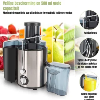 Thuys Sapcentrifuge 400W Roestvrijstalen Juicer Zwart/Zilver