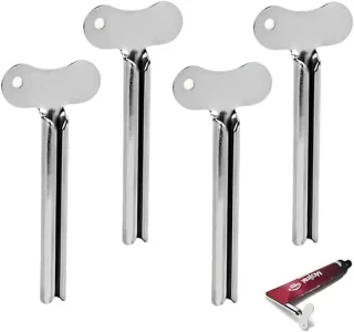 Tube-pers voor tandpasta en handcrème, rvs - 4 stuks