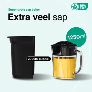 Vivid Green Sapcentrifuge 1200W 1.25L 3 Snelheden