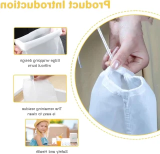 Witte nylon filterzakken voor juicer - 10 stuks