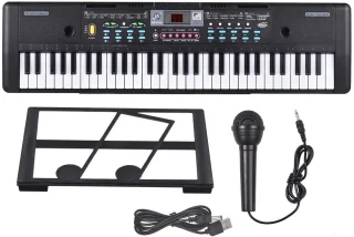 WNHB® Stage Piano – 61 Toetsen – Elektrische Piano met Microfoon – LED Display – Dubbele Stereospeakers – USB-aansluiting