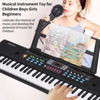 WNHB® Stage Piano – 61 Toetsen – Elektrische Piano met Microfoon – LED Display – Dubbele Stereospeakers – USB-aansluiting