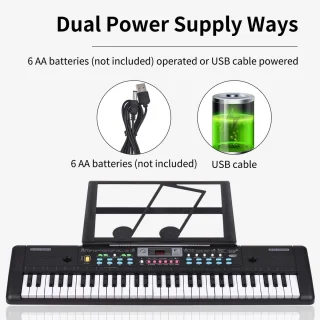 WNHB® Stage Piano – 61 Toetsen – Elektrische Piano met Microfoon – LED Display – Dubbele Stereospeakers – USB-aansluiting