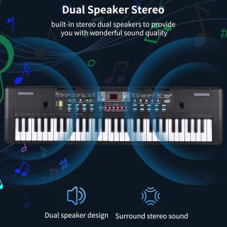 WNHB® Stage Piano – 61 Toetsen – Elektrische Piano met Microfoon – LED Display – Dubbele Stereospeakers – USB-aansluiting