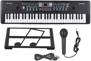 WNHB® Stage Piano – 61 Toetsen – Elektrische Piano met Microfoon – LED Display – Dubbele Stereospeakers – USB-aansluiting