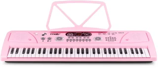 Keyboard piano kinderen - MAX KD61P - Keyboard met 61 toetsen - Microfoon en oplaadbare accu - Roze