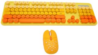 Combo Wireless Keyboard and Mouse 2.4GHz 104 Keys Wireless Keyboard Cute Round Keys Keyboard Mouse Set Full Size for Laptop (Mixed Color Yellow) review