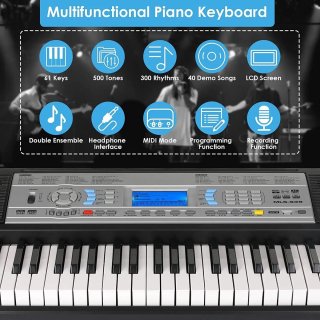 Wat vinden we goed aan de Piano keyboard - Elektrische piano - Piano 61 toetsen - Beginners - Met kruk - Bladmuziek standaard - Dubbele voeding