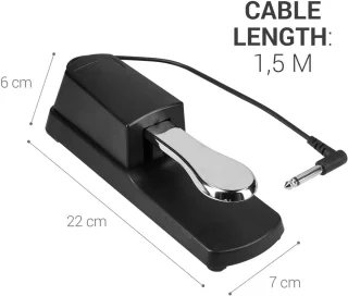 universeel sustainpedaal voor keyboard - Sustainpedaal 1,5 meter kabel voor digitale piano, synthesizer en elektronisch orgel - Zwart