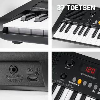 Áengus Keyboard Piano Keyboard Kind met 37 toetsen - Aanslaggevoelige Toetsen - USB-C MIDI - Zwart