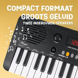 Áengus Keyboard Piano Keyboard Kind met 37 toetsen - Aanslaggevoelige Toetsen - USB-C MIDI - Zwart
