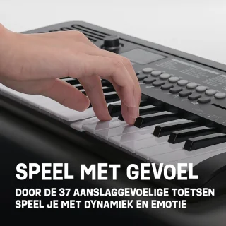 Áengus Keyboard Piano Keyboard Kind met 37 toetsen - Aanslaggevoelige Toetsen - USB-C MIDI - Zwart