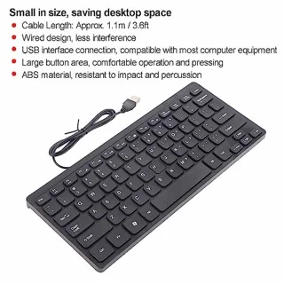 Keyboard Without Numeric Keypad, Compact Keyboard USB Keyboard Mini Keyboard Small Wired Keyboard for Desktop