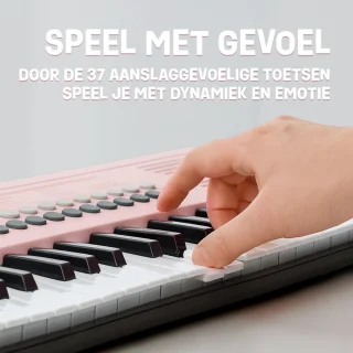 Áengus Keyboard Piano Keyboard Kind met 37 Aanslaggevoelige toetsen - USB-C MIDI - Roze
