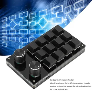 12-toets mini mechanisch toetsenbord (zwart)