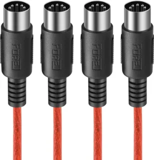 5-pins DIN naar 5-pins DIN MIDI-kabel 2-pack rood 2m