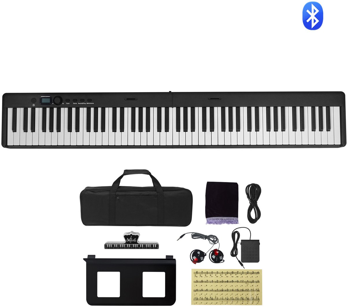 88-toets Opvouwbaar Bluetooth MIDI Pianoklavier