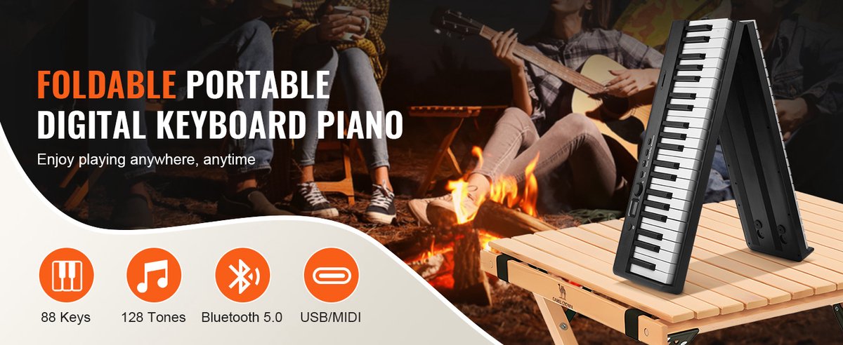 88-toets Opvouwbaar Bluetooth MIDI Pianoklavier