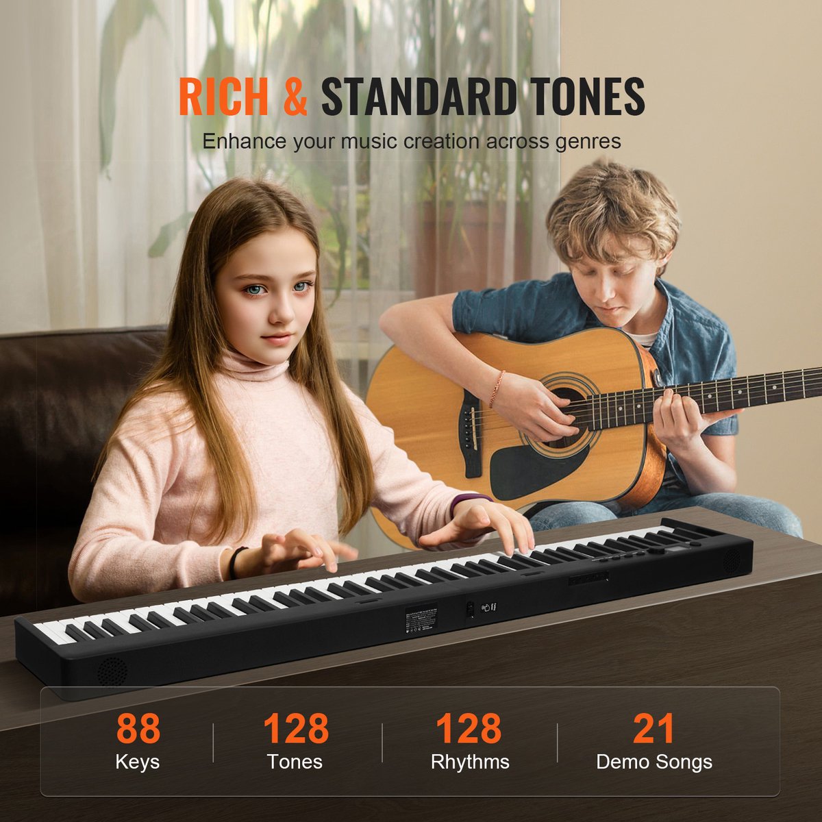 88-toets Opvouwbaar Bluetooth MIDI Pianoklavier