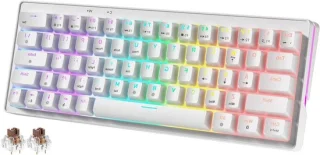 Abucow 60% mechanisch gaming toetsenbord met bruine schakelaars, bedraad