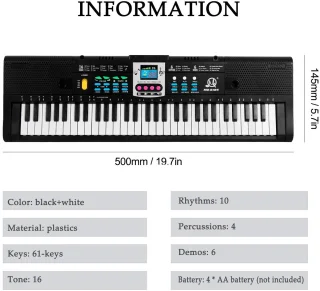ACEP 61-toets keyboard - Zwart