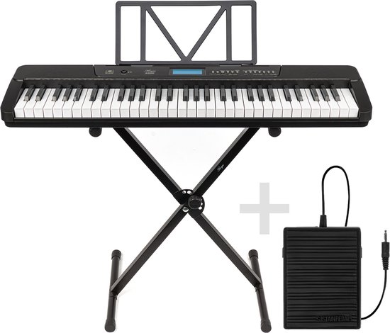 Áengus A902 Keyboard piano 61 toetsen USB MIDI sustain pedaal standaard
