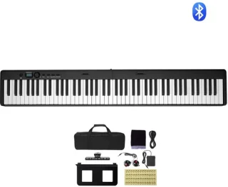 DayeLabel opvouwbaar keyboard piano met 88 toetsen, standaard en tas - zwart