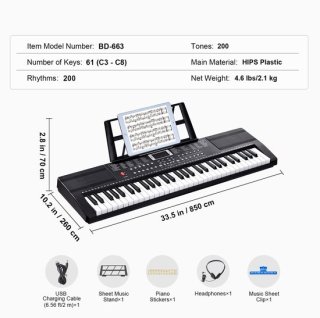Digital Keyboard Piano Serie - Elektrisch Keyboard 61 Toetsen review