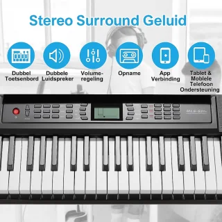 Digitale Piano 61-toets Keyboard met Standaard en Kruk - Zwart