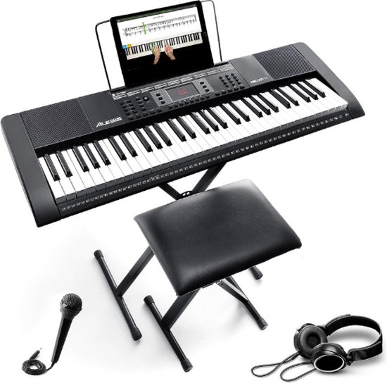 Digitale Piano Startersset 61 Keys Zwart - Inclusief Standaard, Microfoon, Koptelefoon en Kruk review