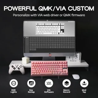 EPOMAKER G84 80% Mechanical Gaming Keyboard (Black, Clear Switch)