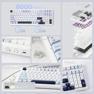 EPOMAKER xAULA F99 Wireless Mechanical Keyboard (Blue, Greywood Switch)