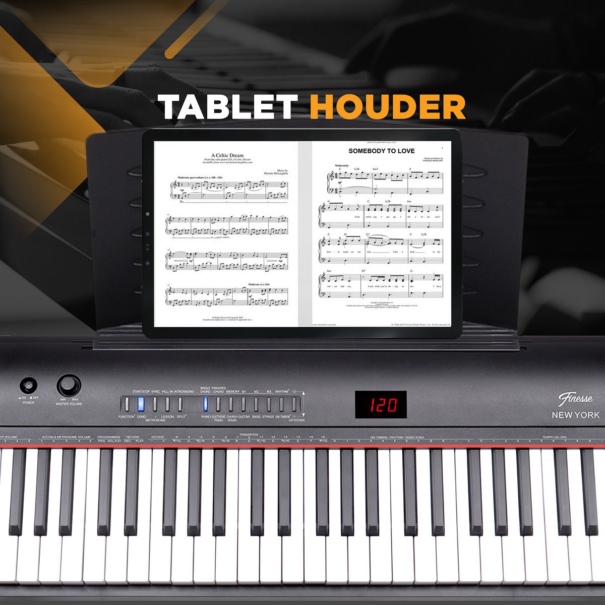 Finesse Digitale Piano 88 toetsen met statief en kruk