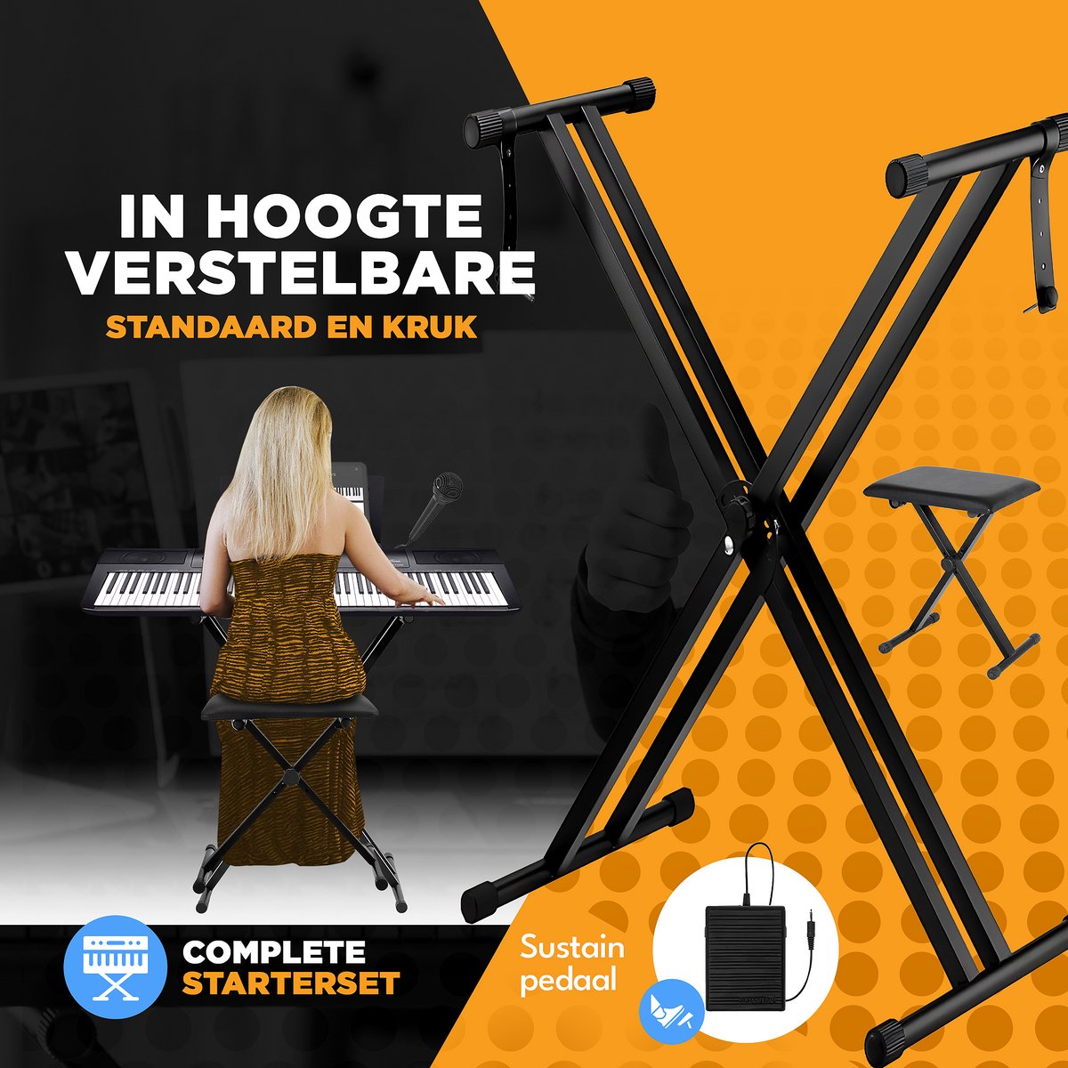 Finesse Digitale Piano 88 toetsen met statief en kruk