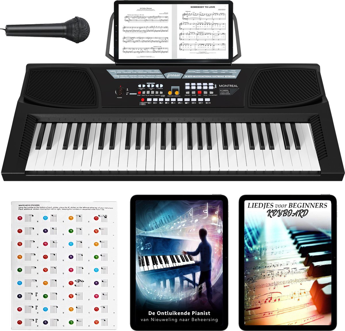 De Finesse Keyboard Piano 54 Keys in één oogopslag