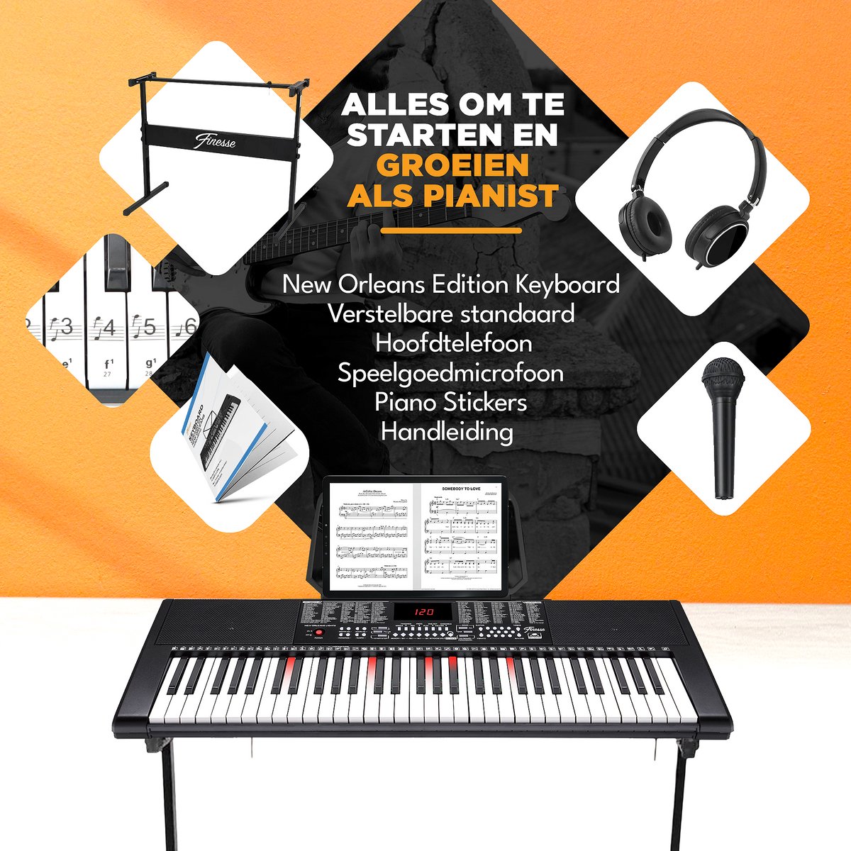 Finesse Keyboard Piano 61 Keys Digital Elektrische Piano