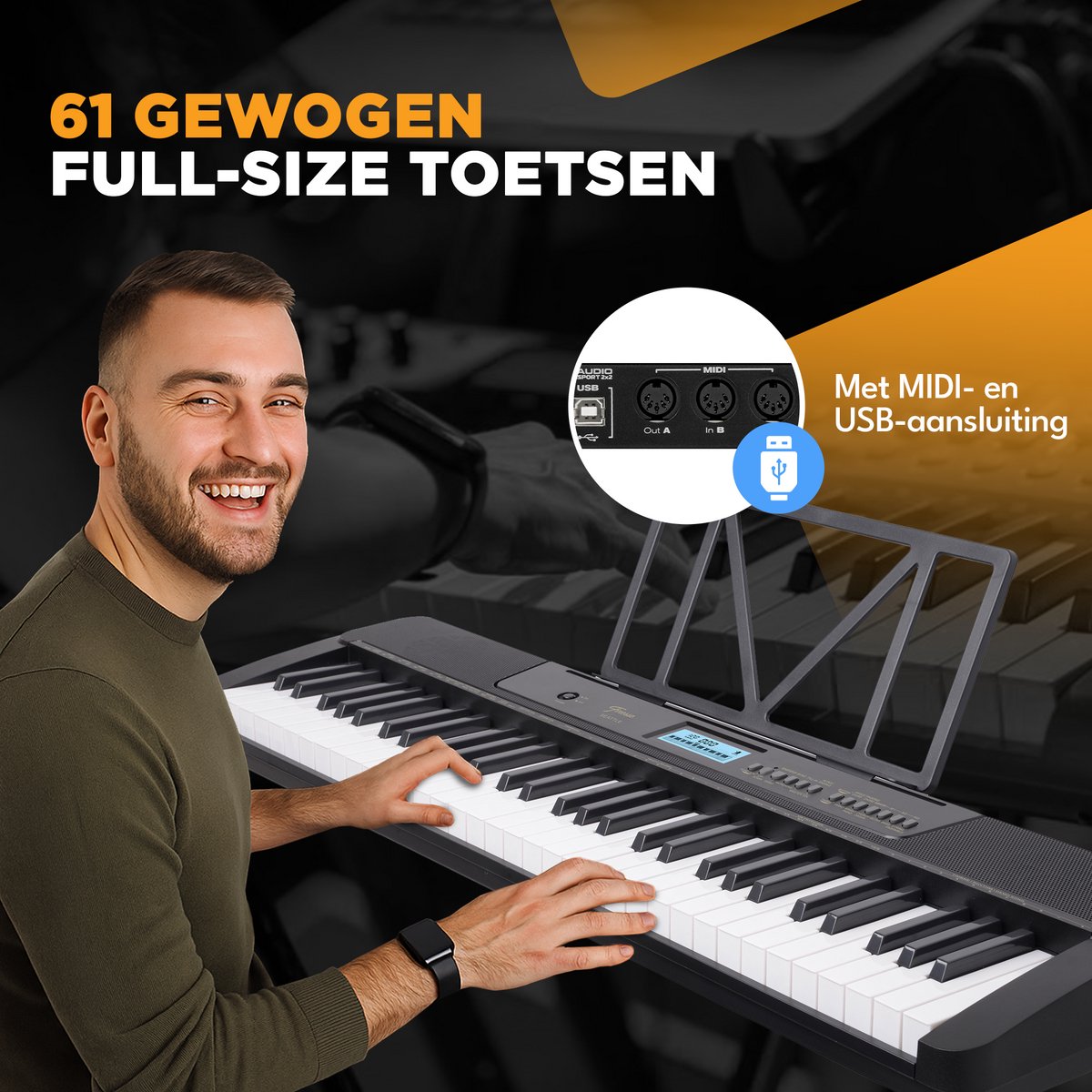 Finesse Keyboard Piano 61 Keys MIDI