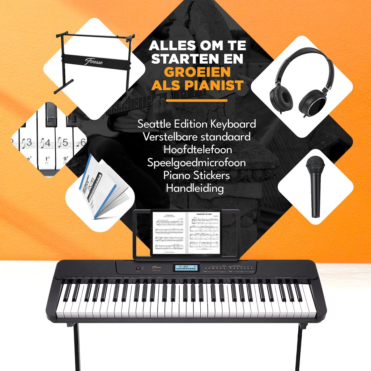 Finesse Keyboard Piano 61 Keys MIDI