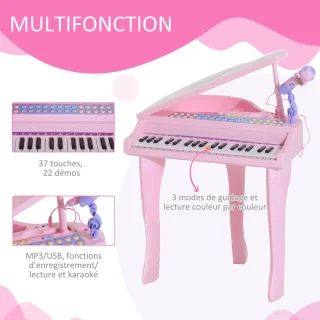 HOMCOM Elektronisch Kinderkeyboard Roze