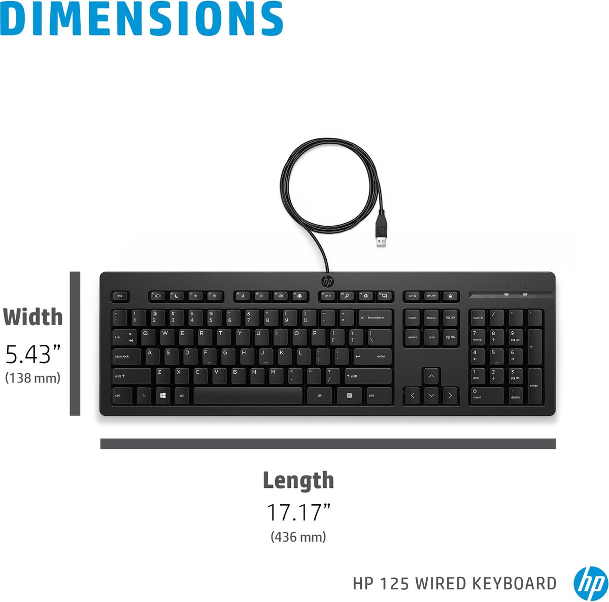 HP 125 USB-kabeltoetsenbord