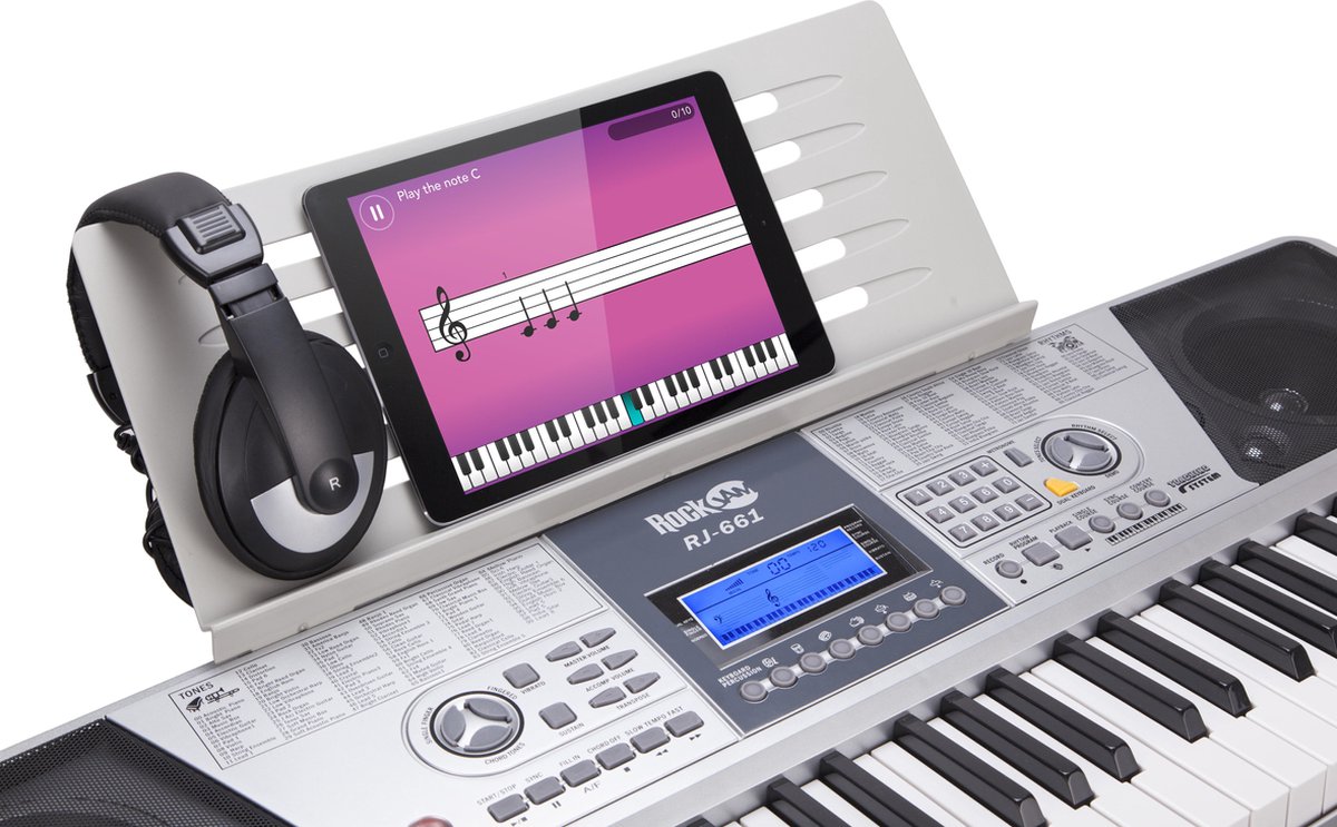 Keyboard Piano 61 Toetsen inclusief Stand en Bank met Koptelefoon