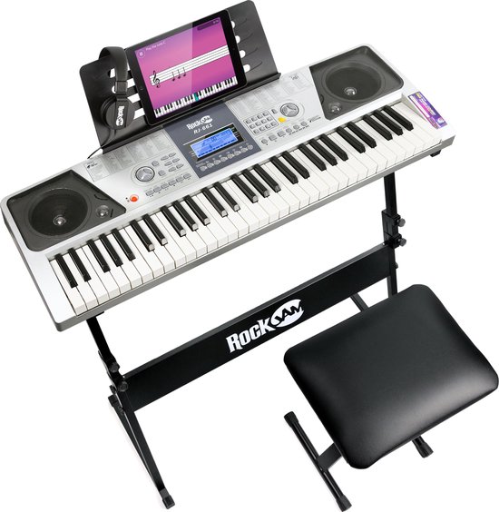 Keyboard Piano 61 Toetsen inclusief Stand en Bank met Koptelefoon
