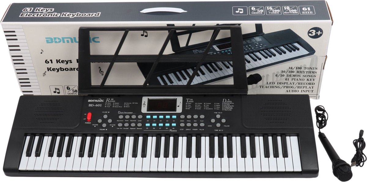 Wat vinden we goed aan de Kindvriendelijk Keyboard 61-Toetsen Met Microfoon 67,5 cm Breed
