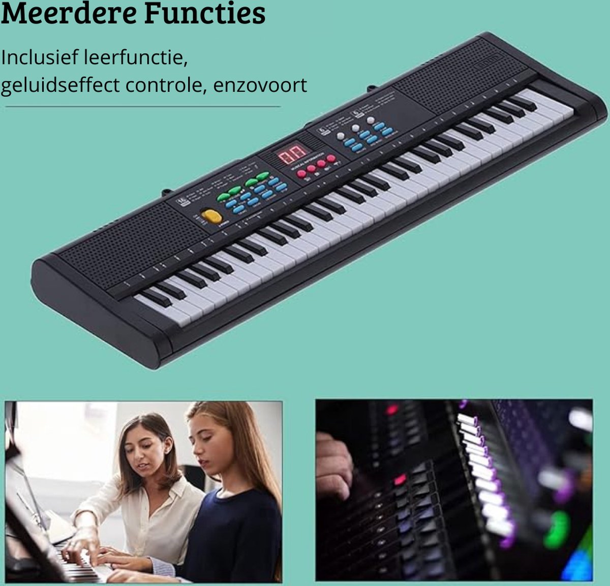Luxe Elektrische Piano Keyboard Zwart inclusief Karaokeset