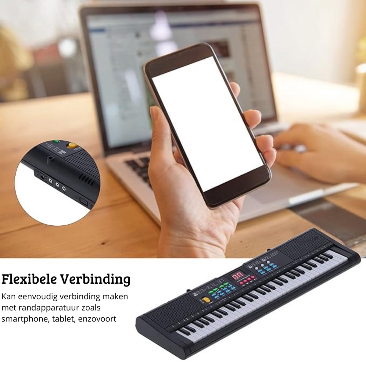 Luxe Elektrische Piano Keyboard Zwart inclusief Karaokeset