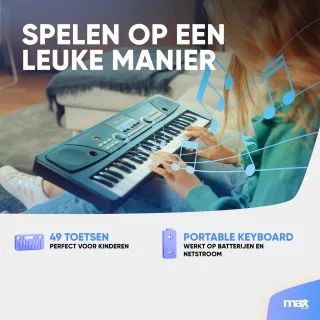 MAX KD49 Kinderpiano 49 toetsen Zwart